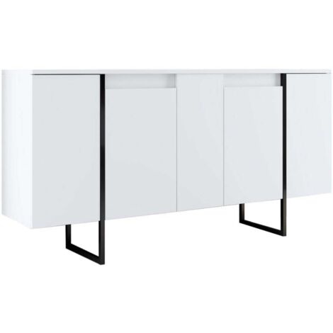 Cotecosy – Console en bois blanc 160 x 35 x 80 cm – Panneaux de particules mélaminés – Pieds en métal robustes – Élégante et fonctionnelle (1/10)