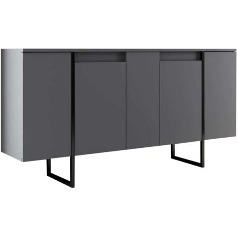 Cotecosy – Console en bois luxe 160 x 35 x 80 cm – Panneaux de particules mélaminés – Pieds en métal – Design industriel anthracite (1/10)