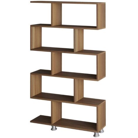 Bibliothèque en bois "Nilüfer" 90 x 20 x 156 cm - Noyer (1/5)
