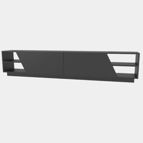 Meuble TV en bois "Rhodes" - 240 x 37 x 47 cm - Gris anthracite (1/4)