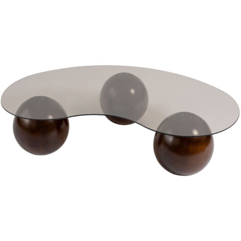 Table basse en verre "Sphere" - 120 x 70 x 30 cm - Marron
