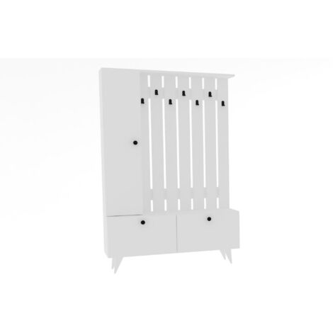 Meuble d'Entrée en bois "Lala" - 35 x 112 x 170 cm - Blanc (1/4)
