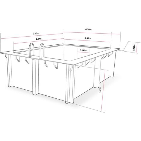 Habitat et Jardin Piscine bois rectangle Caimans - 4.10 x 3.00 x 1.24 m +  Bâche à bulles 180 µ - Bâche hiver 280 g/m² pas cher 