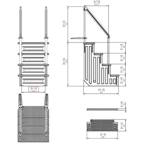 Escalier simple pour piscine en plastique