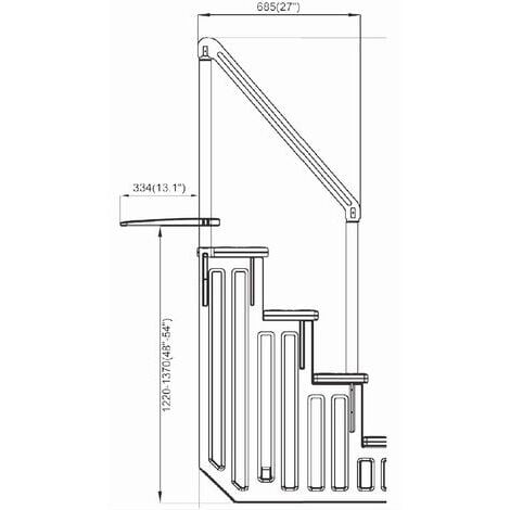 Escalier simple pour piscine en plastique