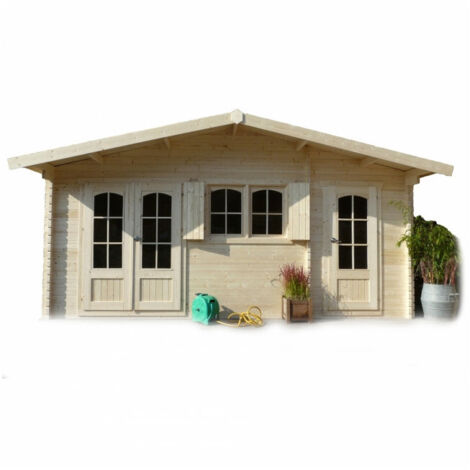 Abri de jardin bois Rostock 22.04 m² – Dimensions 5.68 x 3.88 x 2.75 m – Épaisseur 40 mm – Système d'aération – Verres de sécurité – Solid (1/4)