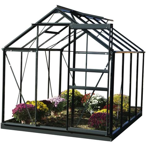 Serre jardin verre trempé Sekurit - 4.7 m² - 186 x 250 x 190 cm - Anthracite