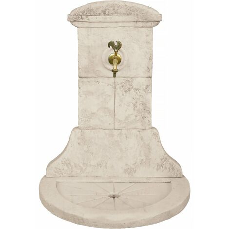 Habitat Et Jardin – Fontaine de jardin Chantilly – Pierre reconstituée beige – Dimensions 60 x 42 x 94 cm – Résistante au gel – Robinet en laiton inclus