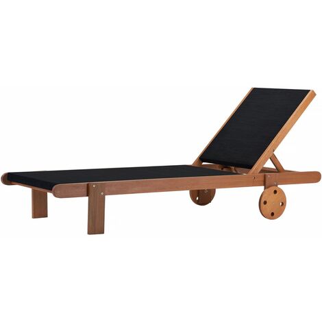 Habitat Et Jardin – Transat bain de soleil en bois shorea – Dossier inclinable 4 positions – Dimensions 193 x 71 x 35 cm – Noir (1/4)