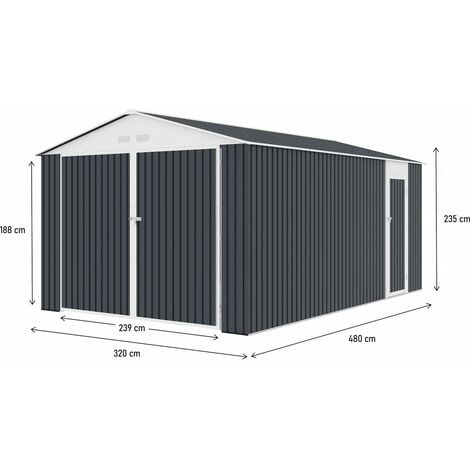 Garage métal "Houston" 15,36 m² - Anthracite