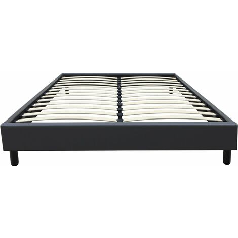 Habitat Et Jardin – Sommier 160 x 200 cm en PVC gris anthracite – 26 lattes pour soutien ferme – Circulation d'air optimale – Facile à entretenir (1/4)