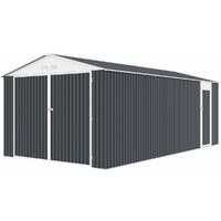 Habitat Et Jardin – Garage en métal 18,56m² – Acier galvanisé résistant aux intempéries – Porte battante – Dimensions L 5,80 x l 3,20 x h 2,35 m