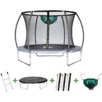 Habitat Et Jardin – Trampoline jumper avec filet intérieur Ø3,05m – Charge max 150kg – Tapis de saut résistant aux UV – Échelle incluse