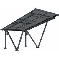 Habitat Et Jardin – Carport solaire avec panneaux photovoltaïques – 366 x 575 x 366 cm – Aluminium gris – 4,1 kW – 6 renforts muraux – Résistance au vent 30m/s