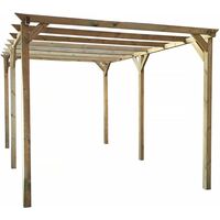 Habitat Et Jardin – Carport voiture en bois Solar II 3 x 5 m – Pin traité autoclave III – Surface 15,30 m² – Hauteur 2,4 m pour protection véhicule
