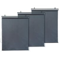 Habitat Et Jardin – Lot de 3 stores rétractables 124 x 225 cm – Enrouleur manuel – Tissu polyester 180gr/m² – Anti UV et anti rouille – Couleur gris anthracite