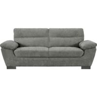 Habitat Et Jardin – Canapé droit 3 places en tissu chenille gris – Dimensions 210 x 88 x 90 cm – Confort optimal avec têtières – Structure en bois d'eucalyptus