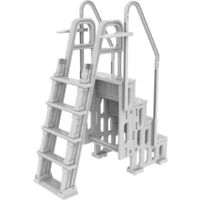 Habitat Et Jardin – Escalier de piscine double 4 marches – Système de sécurité enfant – Plastique – Dimensions 164 x 81 x 183 cm – Accès sécurisé et confortable