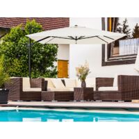 Parasol Déporté Sky 4 écru 3x4m - Structure Aluminium, Toile Résistante UV, Inclinaison Réglable