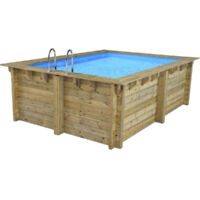 Habitat Et Jardin – Piscine hors sol en bois traité autoclave IV 4.10 x 3.00 x 1.39 m – Liner 75/100e – Filtration à sable 4 m3/h – Margelle en pin