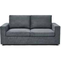 Habitat Et Jardin – Canapé convertible express 3 places – Couchage 140 cm – Tissu gris – Structure robuste – Dimensions 185 x 90 x 88 cm
