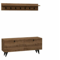 Set mobili da ingresso Kailua 521, Noce, 113x30cm, Truciolare laminato, Da terra, Montaggio a parete