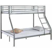 Habitat Et Jardin – Lit superposé en métal 90/140 x 190 cm – Acier gris – Barrière de sécurité – 48 lattes en métal incluses