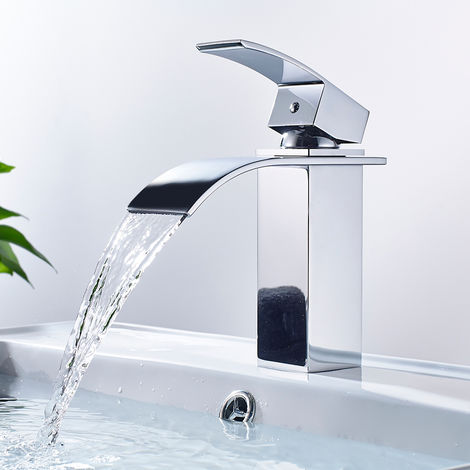 BONADE Wasserfall Wasserhahn Chrom Einhebel-Waschtischarmaturen Bad Armatur für Badezimmer Waschbecken - Chrom