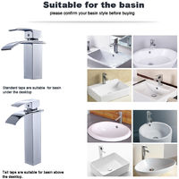BONADE Wasserfall Wasserhahn Chrom Einhebel-Waschtischarmaturen Bad Armatur für Badezimmer Waschbecken - Chrom