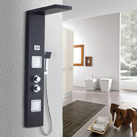 Thermostat Duschpaneel aus Edelstahl SUS304 LCD Wassertemperatur Digitalanzeige Brausepaneel Massagendüsen mit Regendusche, Handbrause für Badezimmer
