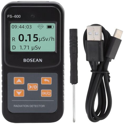 Rilevatore di radiazioni nucleari Contatore Geiger Tester portatile Misuratore Geiger, Alta sensibilità Nucleare 2 modalità di alimentazione Doppia funzione di allarme per l'industria, Nero