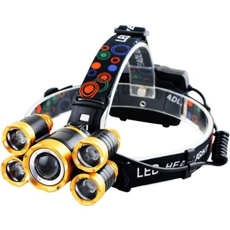 Lampada frontale da lavoro a LED ultra luminosa, lampada frontale ricaricabile tramite USB, 4 modalità impermeabile, lampada frontale con zoom, la migliore torcia elettrica per adulti, campeggio, cicl
