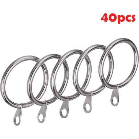 50 Pezzi Anelli per Tende in Metallo con Ganci, Gancio per Anelli Tenda, 30 mm Diametro Interno, Anelli per Tende con Ganci Bianchi, con 50 Ganci per Tende,Anelli per Tende per Bastoni da Tenda