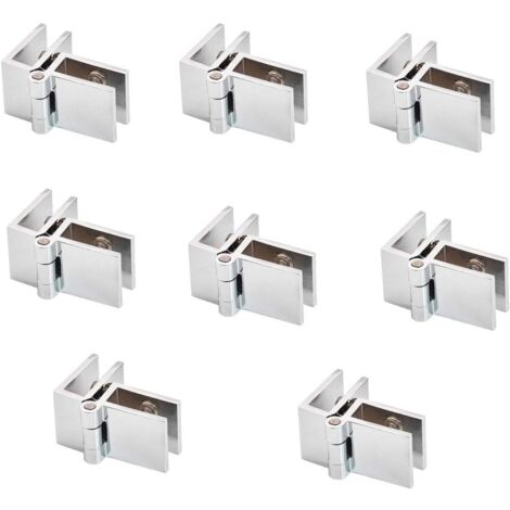 Cerniere per porte in vetro sezionali, clip rettangolare regolabile da 5 mm a 8 mm, clip singola per armadi e guardaroba, cerniere per porte in vetro, porta in vetro a 90 gradi su pannello in vetro