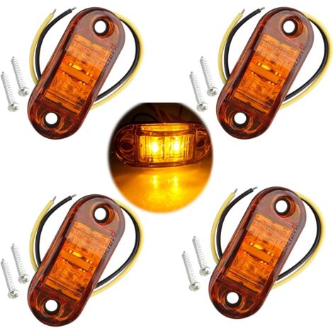 4 pezzi ip65 12V/24V LED ovale laterale luce indicatore di posizione anteriore e posteriore lampada universale per camion rimorchio furgone roulotte autocarro pullman, colore ambra