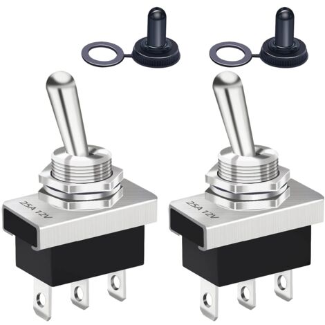 2 pezzi 12V 25A SPDT ON-ON 3Pin 2 posizioni interruttore a bilanciere con tappo di copertura impermeabile per auto KN3D-102