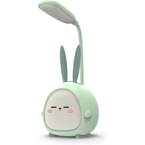 Lampada da scrivania a LED portatile con luce notturna, simpatico coniglio, pieghevole, ricaricabile tramite USB, lampada da lettura per bambini, camera da letto, comodino, ufficio (coniglio verde) (1/5)