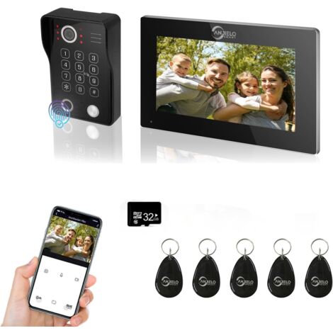 Videocitofono touch screen da 7 pollici con sistema di campanello cablato, supporto impronta digitale, scheda RFID, password di rilevamento del movimento per la casa