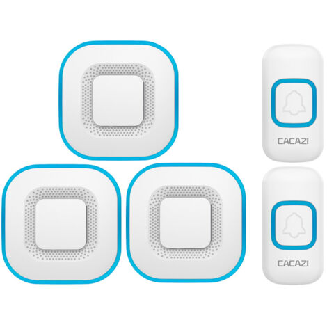 Campanello wireless, campanello LED intelligente per la casa, 3 campanelli, 2 pulsanti, bianco