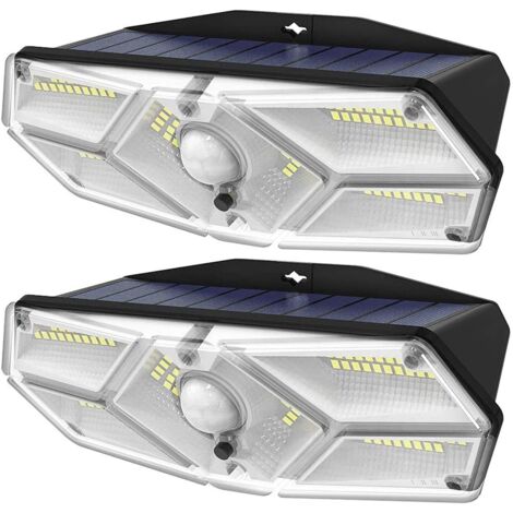 2 confezioni da 104 luci solari a LED con sensore di movimento impermeabile, 3 modalità, 270°, luci di sicurezza alimentate a energia solare per garage, giardino, vialetto, porta d'ingresso