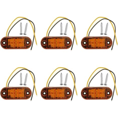 6 luci di posizione laterali a LED color ambra 12V 24V luci di posizione laterali anteriori luci di posizione laterali luci di posizione laterali a LED per auto, rimorchi, camper, roulotte, motociclet