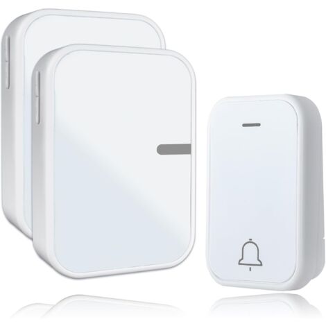 Campanello senza fili impermeabile IP44 per esterno interno Campanello senza fili senza batteria, 38 melodie e 4 livelli, 1 trasmettitore 2 ricevitori Portata 150 m per casa, hotel, emergenza