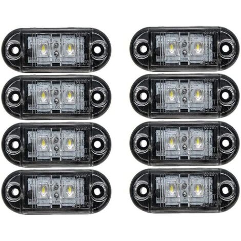 Luci di posizione laterali per auto, 8 pezzi 12V/24V LED Lampada di segnalazione universale per camion rimorchio furgone roulotte autocarro bianco