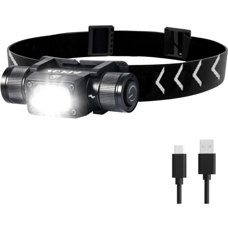 Faretto ricaricabile H340 con bruciatore per testa luminosa da 1500 lumen e base girevole a 180°, faretto LED super luminoso con modalità luce rossa