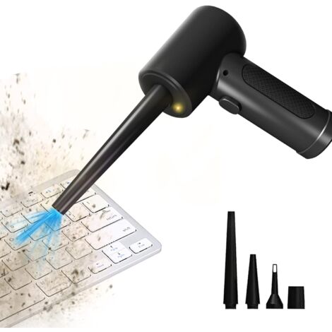 Soffiatore elettrico per polvere Air Duster 50.000 giri/min, mini aspirapolvere elettrico per auto per la pulizia di tastiera, laptop, banca con 4 ugelli (1/5)