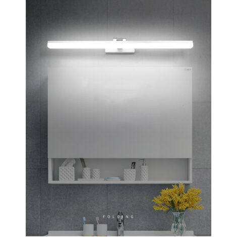 Applique a LED, luce frontale per specchio da bagno in acrilico di lusso in alluminio, lampada da parete per specchio da trucco, luce frontale per specchio da bagno, 12 W, 50 cm, luce tricolore argent