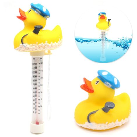 Grande termometro galleggiante per piscina con temperatura dell'acqua di facile lettura con corda per piscina esterna e interna e spa (anatra)