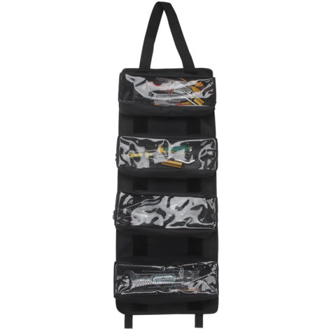 Kit di utensili per elettricisti a rotolo, borsa con inserto per finestra trasparente, borsa portautensili in tela di manutenzione ispessita e resistente all'usura multifunzionale, nera
