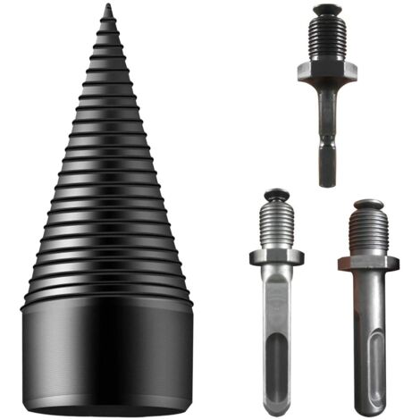 Trapano per legna da ardere, 3 parti staccabili per spaccalegna includono trapano conico a vite e impugnatura quadrata/albero esagonale rotondo per trapano elettrico domestico (42 mm) (1/5)