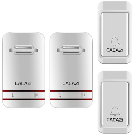 Campanello impermeabile senza batteria, autoalimentato, 2 pulsanti, 2 campanelli